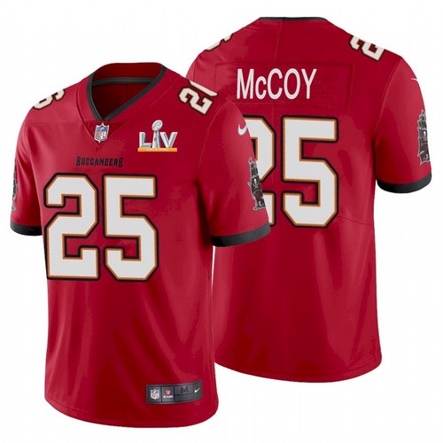 Men's Tampa Bay Buccaneers #25 LeSean McCoy Red 2021 Super Bowl LV Limited Stitched NFL Jersey